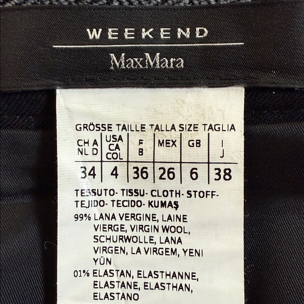 Weekend Max Mara Wool Blend/ Lace Trimmed Herringbone Pencil Skirt SZ 4 - Picture 5 of 5